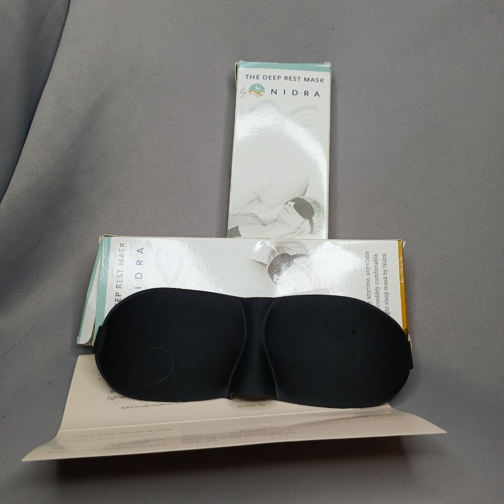 NIDRA The Deep Rest Mask Set of 2 New in Box Old Stock Black Adjustable - Picture 3 of 8